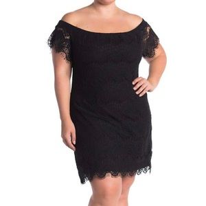 City Chic black off the shoulder lace dress